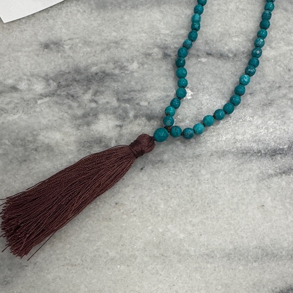 Turquoise Beaded Necklace with Tassel - Picture 2 of 2